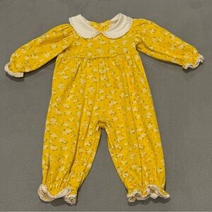 Shrimp and Grits yellow floral romper